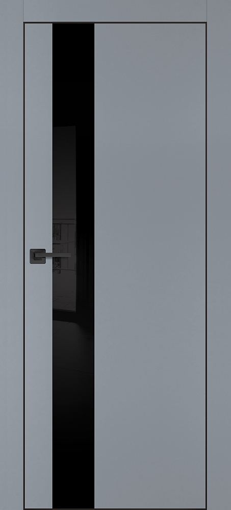 Межкомнатная дверь PX-10 черная кромка с 4-х ст. Серый матовый