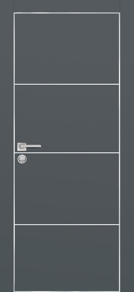 Межкомнатная дверь PX-2  AL кромка с 4-х ст. Графит матовый